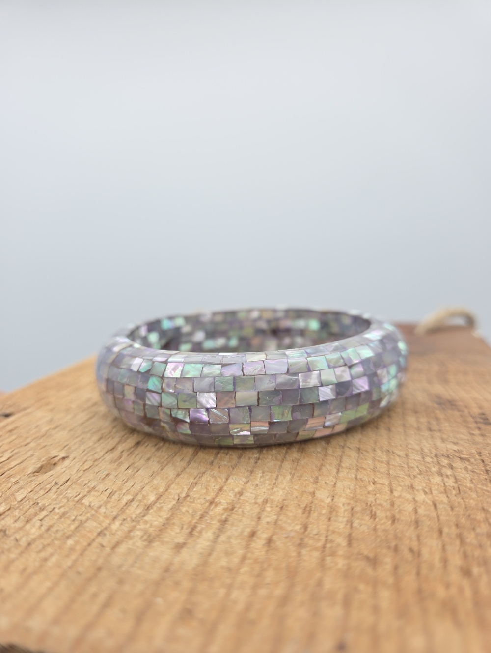 Vintage Mosaic Mother of Pearl Bangle Bracelet
